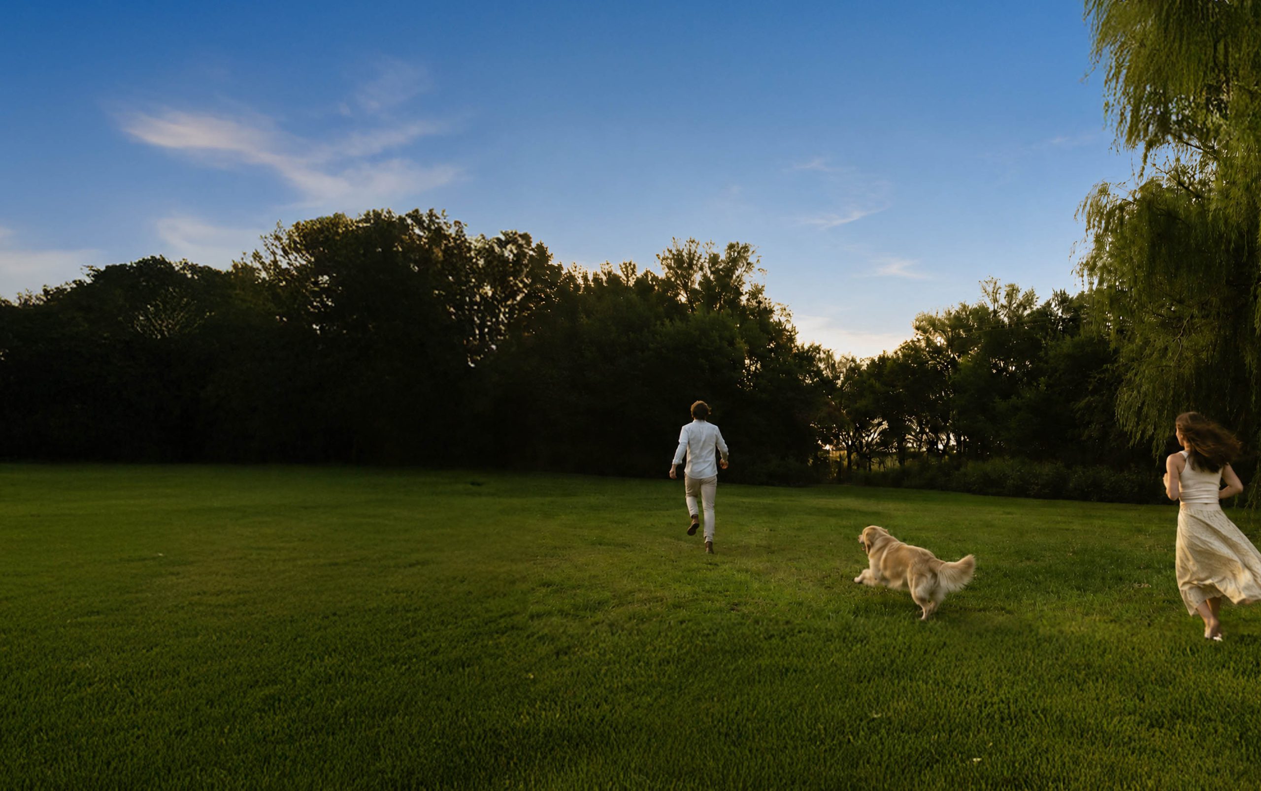 man woman and dog